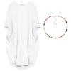 aromm Women Crew Neck T Shirt Dress Loose Casual Plus Size Midi Dress with Pockets White,3XL view 1