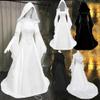 Women's Gothic Witch Dress Plus Size Hooded Floor Length Dresses Victorian Renaissance Corset Dress Halloween Costume White view 4