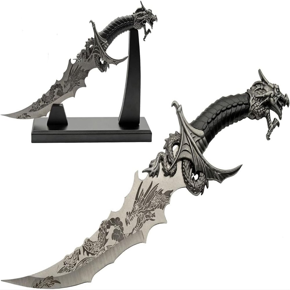 SZCO 13.25" SEA DRAGON FANTASY KNIFE W/STAND
