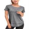 Abrooical Women's Workout T-Shirt Short Sleeve Lightweight Crewneck Shirts Yoga Running Exercise Athletic Tee Top Dark Grey Small