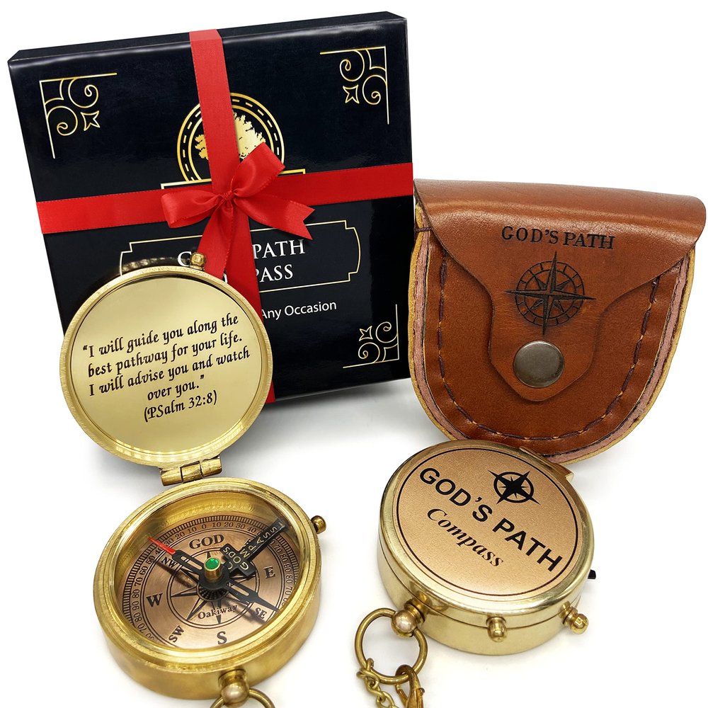 God's Path Compass Communion & Confirmation Gift for Teenage Boys | Baptism Religious Gifts for Men, Christian, Catholic, Graduation | Sentimental & Inspirational Present Greeting Card Included