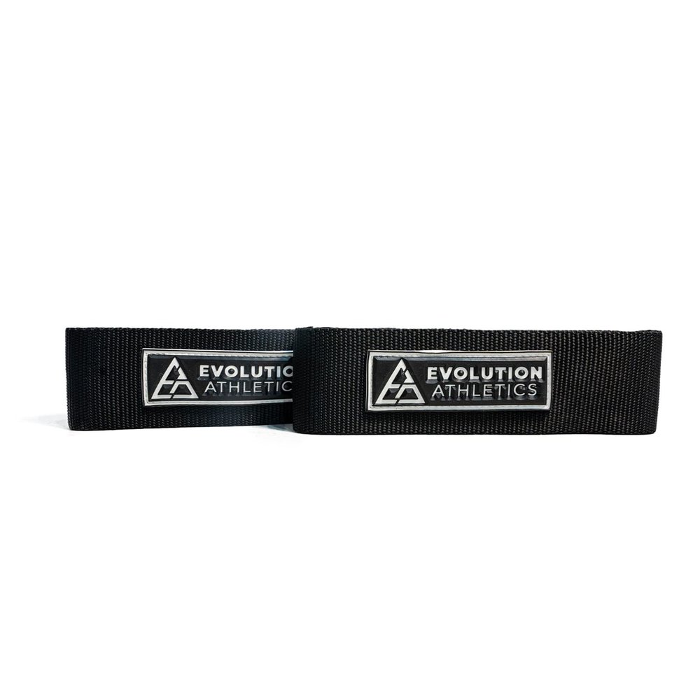 Evolution Athletics Extreme Sport Lifting Straps for Strong, Secure Weightlifting, Powerlifting, Strength Training Grip, Heavy-Duty Material for Durability, 24.75" L x 1.5" W, Black, One Pair