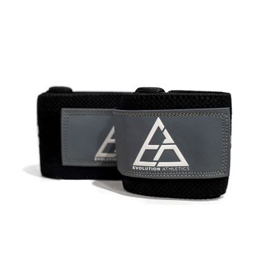 Evolution Athletics Sport Wrist Wraps with Thumb and Belt Loops for Weightlifting, Powerlifting or Strength Training, Durable Support for a Custom Fit, 20-Inch, Black Gray, One Pair