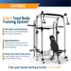 Marcy 3 in 1 Smith Machine Home Gym System with Upper and Lower Dual Cable Crossovers and Adjustable Bench for Full Body Training, Black view 3