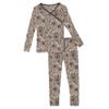 KicKee Pants Print Pajamas Set, Long Sleeve Kimono Style PJs, Ultra Soft and Snug Fitting (Burlap Lace - 2T) view 1