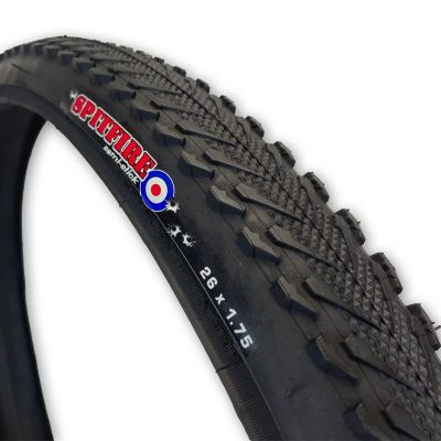 Duro Tire 26x1.75 Spitfire Semi-Slick Hybrid Bike Tire with Folding Bead, Black, 26 x 1.75