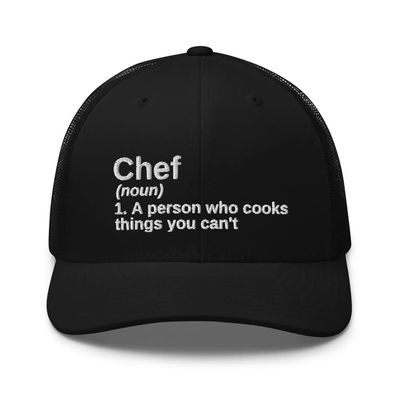 Funny Chef Gift - BBQ Gifts for Men - Grill Gifts for Men - Grilling Gifts - Mom Kitchen Trucker Cap Mesh Hat Black
