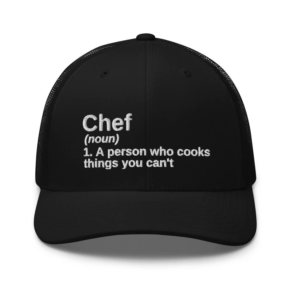 Funny Chef Gift - BBQ Gifts for Men - Grill Gifts for Men - Grilling Gifts - Mom Kitchen Trucker Cap Mesh Hat Black