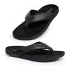 Zullaz - Byron Orthotic Flip Flops for Men, Stylish & Comfortable Orthopedic Sandals with Biomechanical Arch Support Genuine Leather Strap (Black - Size 8) view 1