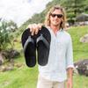 Zullaz - Byron Orthotic Flip Flops for Men, Stylish & Comfortable Orthopedic Sandals with Biomechanical Arch Support Genuine Leather Strap (Black - Size 8) view 2