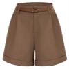 Belle Poque Women Plus Size High Waist Shorts Cargo Shorts for Women Bermuda Shorts (Coffee,2XL) view 1