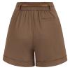 Belle Poque Women Plus Size High Waist Shorts Cargo Shorts for Women Bermuda Shorts (Coffee,2XL) view 2