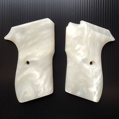 [BMPL**] Pearl White Resin Gun Grips Compatible Replacement for Bersa Thunder .380 Hardwood Wood Smooth Handmade Gift