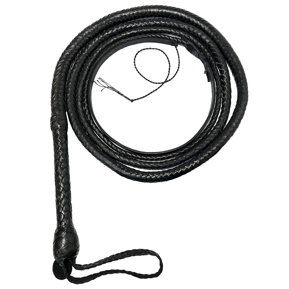 Pretlet Genuine Cowhide Leather Bullwhip 4ft, 6ft, 8ft and 10ft Bullwhip Indiana Style (8 Feet)