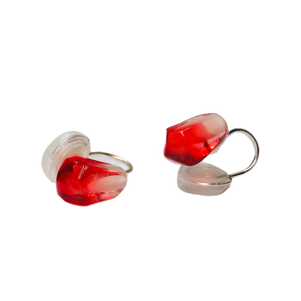 TAOYATAO Handmade small pomegranate seeds S925 sterling silver earrings anti allergy earrings jewelry for women (a pair red ear clip)
