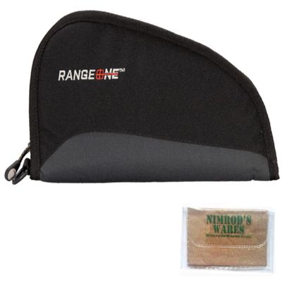 Nimrod's Wares Range One Pistol Case Compatible with Ruger Fits 4" Barrels Padded/D-Ring HT9-327S Bundle with Microfiber Cloth