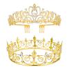 Velscrun Crown for Men and Women - Metal King Crown and Princess Tiaras for Girls - Gold Medieval Costume Accessories for Prom, Wedding, Halloween view 1