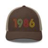 1986 39th Birthday Embroidered Unisex Retro Trucker Hat, 39 Year Old Bday Cap Gift Brown/Khaki view 1