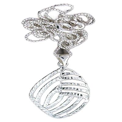 1 1/5 Inch Freeform Marquise 925 Italian Sterling Silver 18" Chain Pendant PSP1