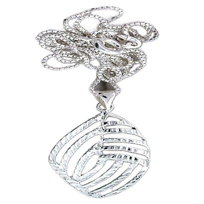 1 1/5 Inch Freeform Marquise 925 Italian Sterling Silver 18" Chain Pendant PSP1