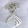 1 1/5 Inch Freeform Marquise 925 Italian Sterling Silver 18" Chain Pendant PSP1 view 2