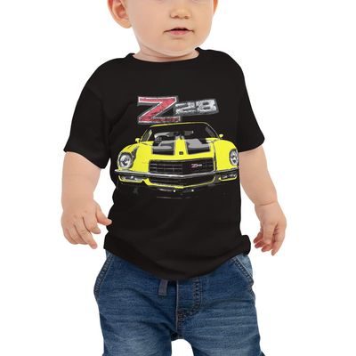 Yellow Camaro Z28 2nd Generation Muscle Car Classic Cars Baby t-Shirt Jersey Short Sleeve Tee 6-24 Months