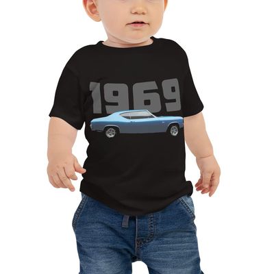 1969 Chevy 69 Chevelle American Muscle Car Classic Cars Baby Shirt Jersey Short Sleeve Tee 6-24 Months Black