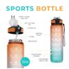 SOLARA Unbreakable Silicone Water Bottle 1 litres with Motivational Time Marker, Leakproof Durable BPA-Free Non-Toxic Water Bottle for Office, Gym | Detoxing eBook Included | Orange Teal view 2