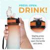 SOLARA Unbreakable Silicone Water Bottle 1 litres with Motivational Time Marker, Leakproof Durable BPA-Free Non-Toxic Water Bottle for Office, Gym | Detoxing eBook Included | Orange Teal view 3