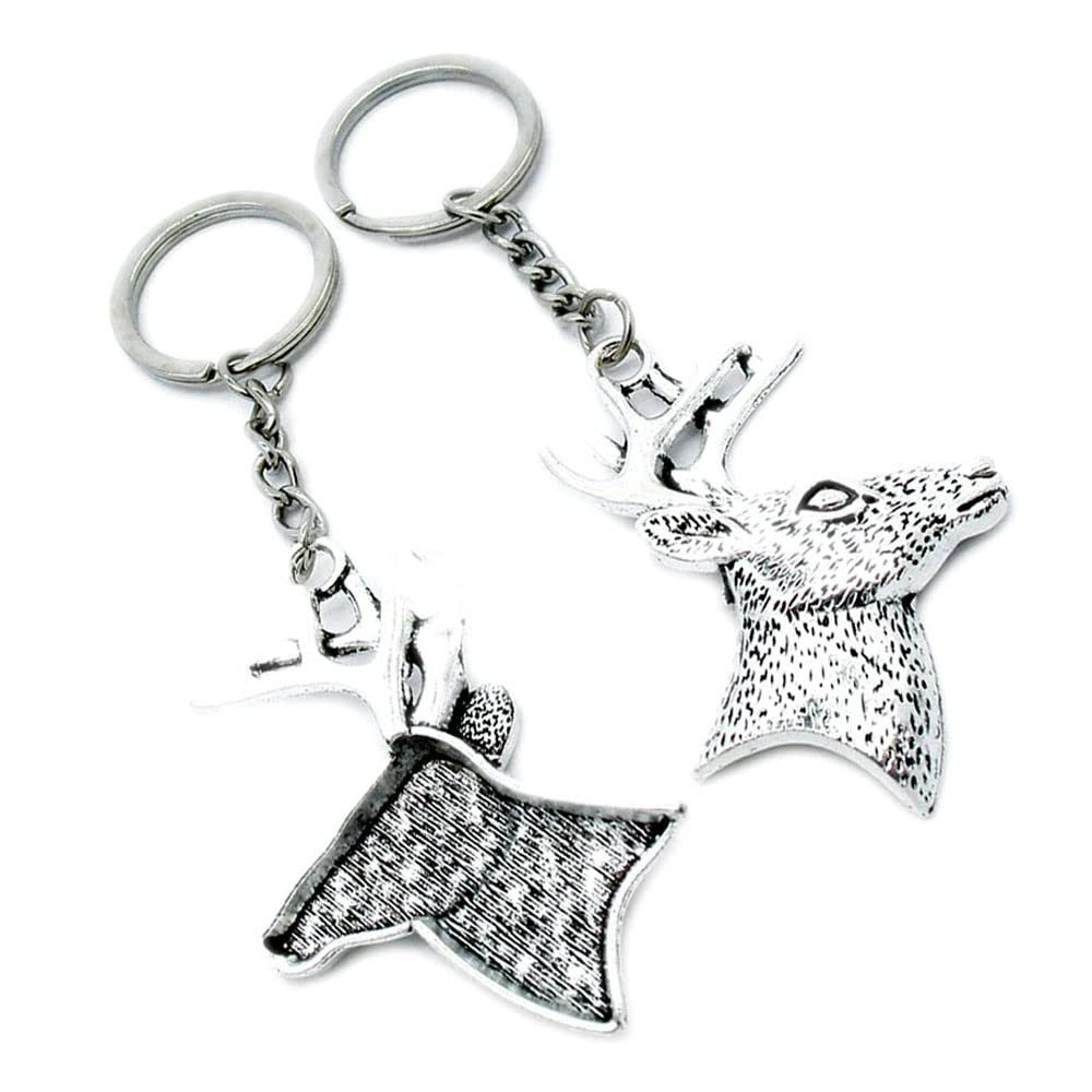 10 Pieces Keychain Keyring Door Car Key Chain Ring Tag Charms Supplies X3TL5Y Xmas Deer Buck