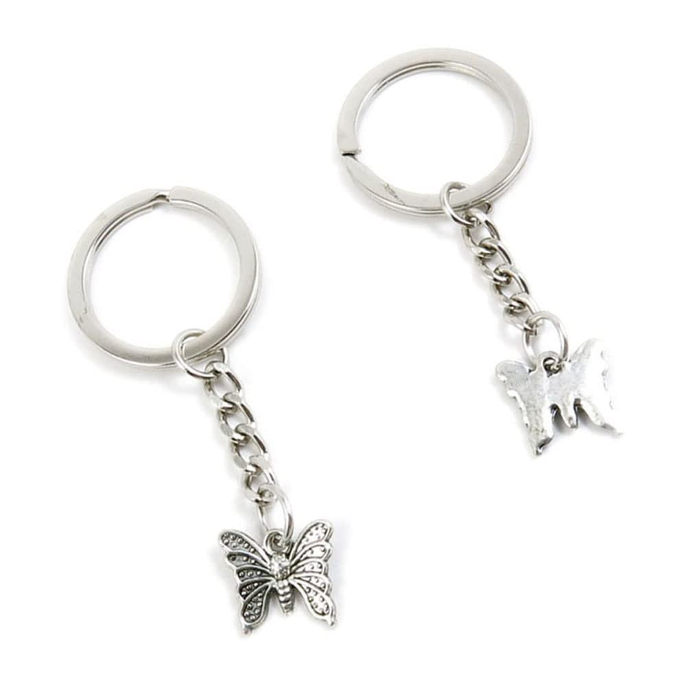 10 Pieces Keychain Keyring Door Car Key Chain Ring Tag Charms Supplies M9BN2Q Butterfly