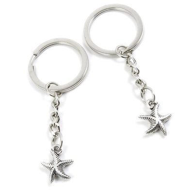 5 Pieces Keychain Keyring Door Car Key Chain Ring Tag Charms Supplies V1NF7Y Starfish Sea Star