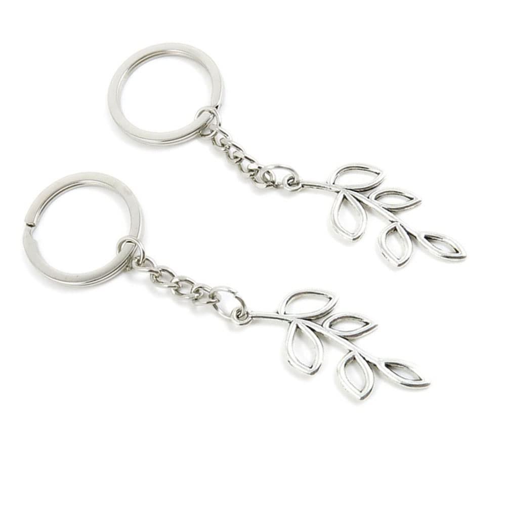 5 Pieces Keychain Keyring Door Car Key Chain Ring Tag Charms Supplies S6TM6O Branch Leaves