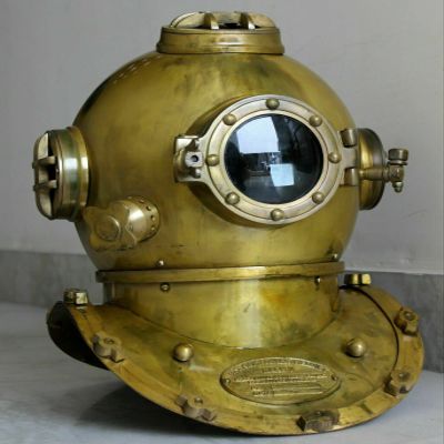 Adam Antique U.S Navy Mark V Boston Diving Divers Helmet Steel & Brass Antique US Navy Mark V Scuba Marine Diving Divers Deep Sea Helmet