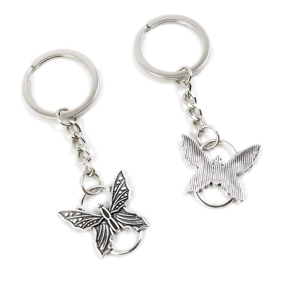 10 Pieces Keychain Keyring Door Car Key Chain Ring Tag Charms Supplies I5BD4T Butterfly Connector