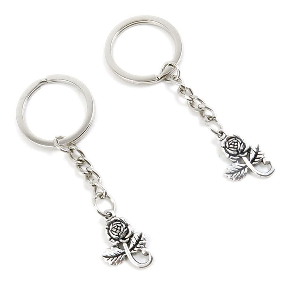 5 Pieces Keychain Keyring Door Car Key Chain Ring Tag Charms Supplies G2PN5Y Rose Flower