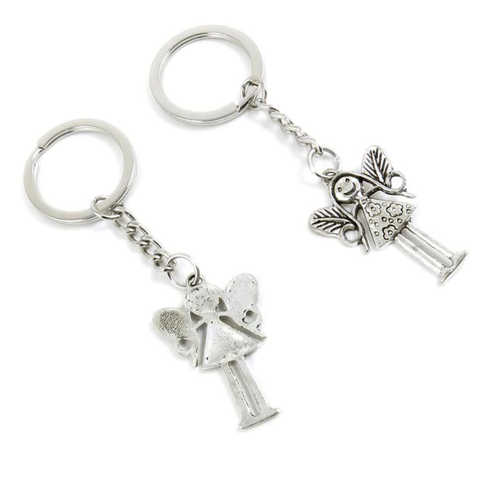 10 Pieces Keychain Keyring Door Car Key Chain Ring Tag Charms Supplies J4OM6C Elf Angel Girl Fairy