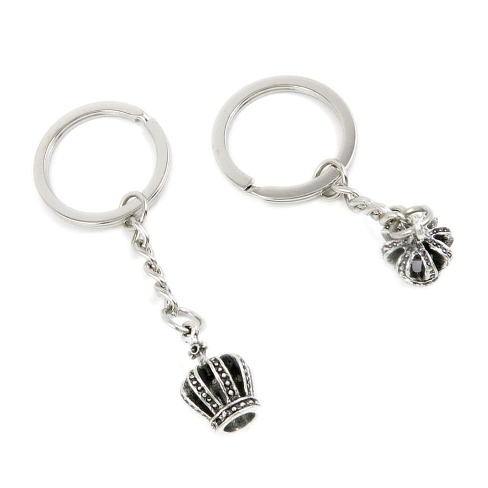 5 Pieces Keychain Keyring Door Car Key Chain Ring Tag Charms Supplies Q7ZM6V Stereo Crown