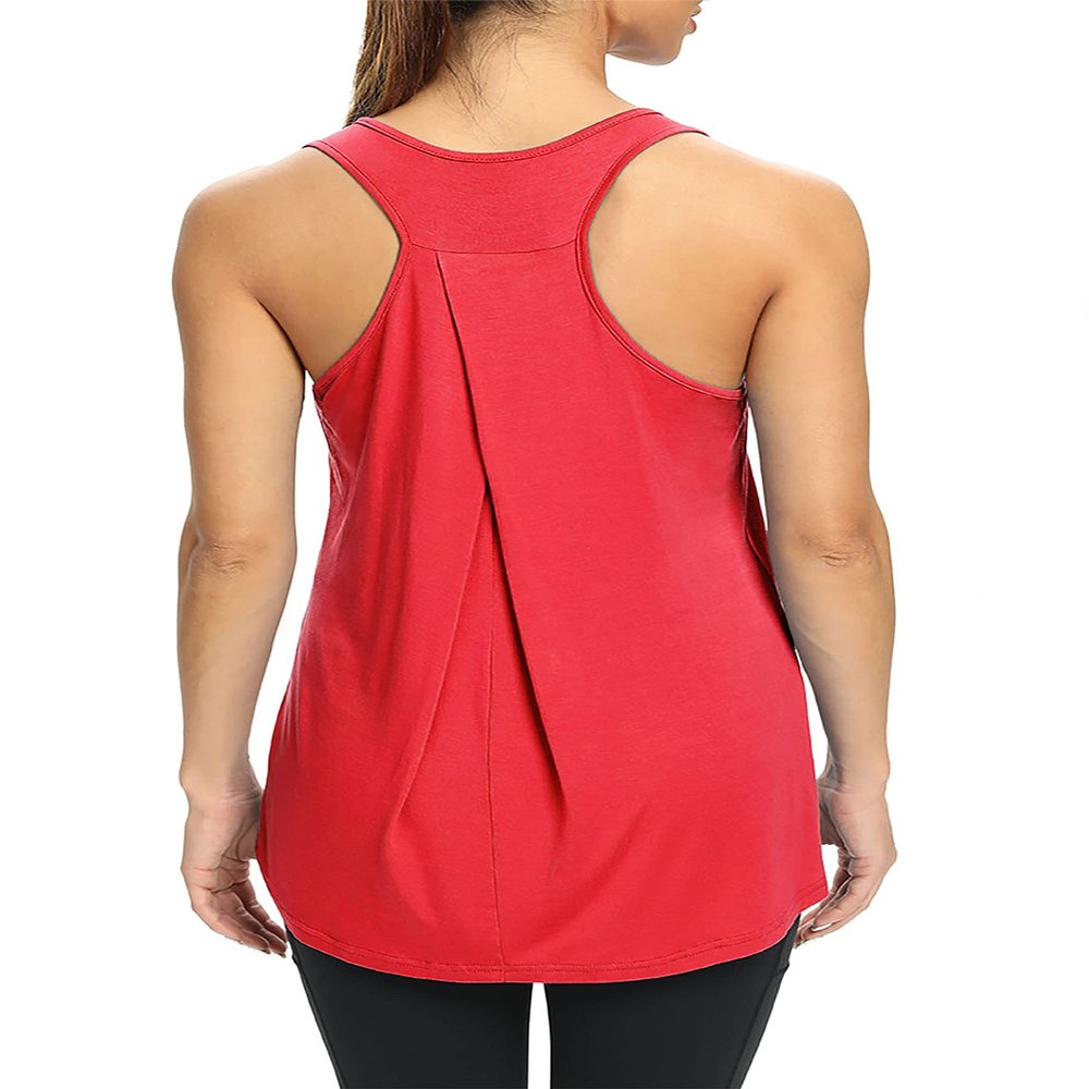 Bestisun Womens Tunic Workout Tops Running Shirts Long Athletic Tanks Racerback Yoga Clothes Red XXL