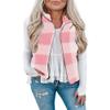LOMON Women's Plaid Vest Zip Up Winter Fleece Vest Sleeveless Open Front Outerwear with Pockets Pink Plaid XL view 1
