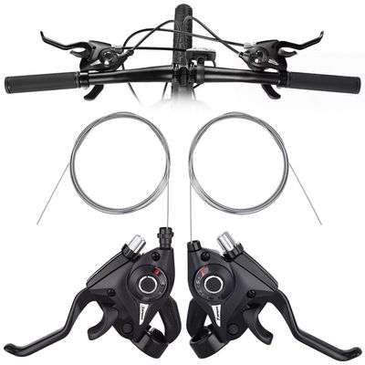 TOBWOLF Bicycle Brake Levers Shifter, 3x7 21 Speed Mountain Bike shifters Set, Left Right Brake Lever Shifter Kits with Gear Indicator, Replacement with Shift Cables for Moutain Bike Folding Bike