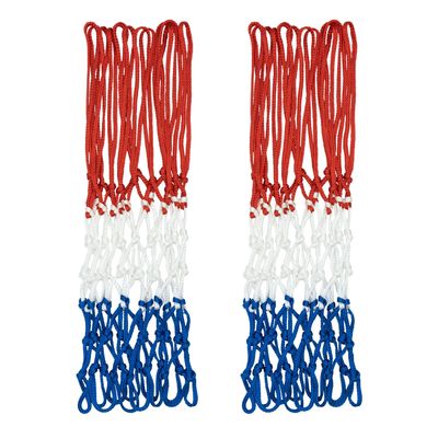 Sanung Tricolor Basketball Net, 12 Loops 7 Knots Polyester Anti-Whip Basketball Net Replacement,All-Weather for Indoor Outdoor Use, Set of 2