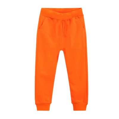 Kids Girls Boys Pants Cotton Trousers Children Casual Elastic Waist Pencil Pants Sweatpants Orange