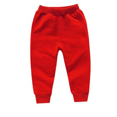 Boys Girls Solid Cotton Pants Boys Casual Sport Pants Jogging Leggings Baby Kids Children Trousers Red
