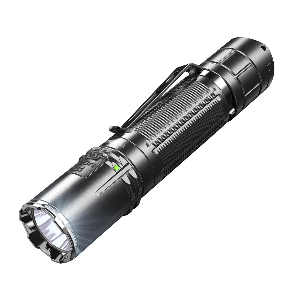 klarus XT2CR Pro Tactical Flashlight, 2100 Lumens Ultra-Bright LED Flashlight, Dual Tail Switches Pocket-Sized Flash Light and Holster for Law Enforcement, Outdoor, Camping and Emergency Use