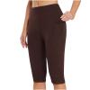 tuduoms Women's Long Biker Yoga Shorts High Waisted Tummy Control Compression Shorts Athletic Workout Running Shorts Pockets Brown view 1