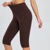 tuduoms Women's Long Biker Yoga Shorts High Waisted Tummy Control Compression Shorts Athletic Workout Running Shorts Pockets Brown view 4