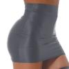 Freebily Women's Glossy Shiny Pencil Skirts High Waist Semi See Through Sheer Bodycon Miniskirts Grey Medium view 2