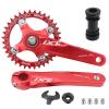 DJC Bike Crankset 104BCD with Chainring BSA Bottom Bracket with Spindle for MTB 1x 2X 3X Speed Mountain Bike Black Red Oilslick 170mm 175mm (170mm Red, Round 36T) view 1