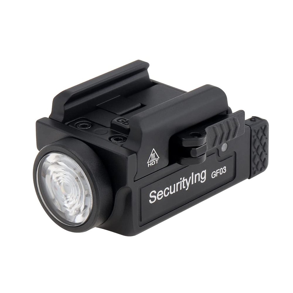 SecurityIng GF03 800 Lumens Mini Tactical Light, Micro Rechargeable Quick Release Rail Mounted Flashlight with Type-C Port, for 1913 Rail Compatible Firearms
